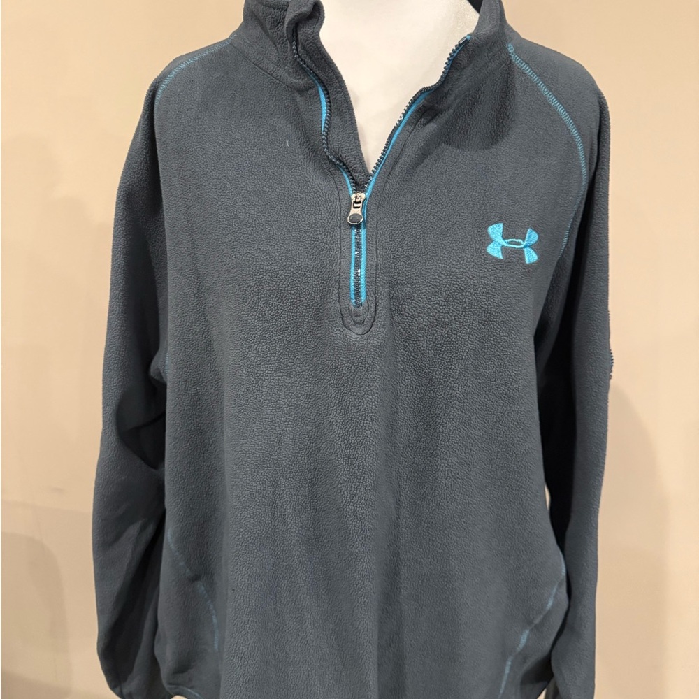 Women’s Under Armour Charcoal and Aqua Quarter Zip Fleece Pullover